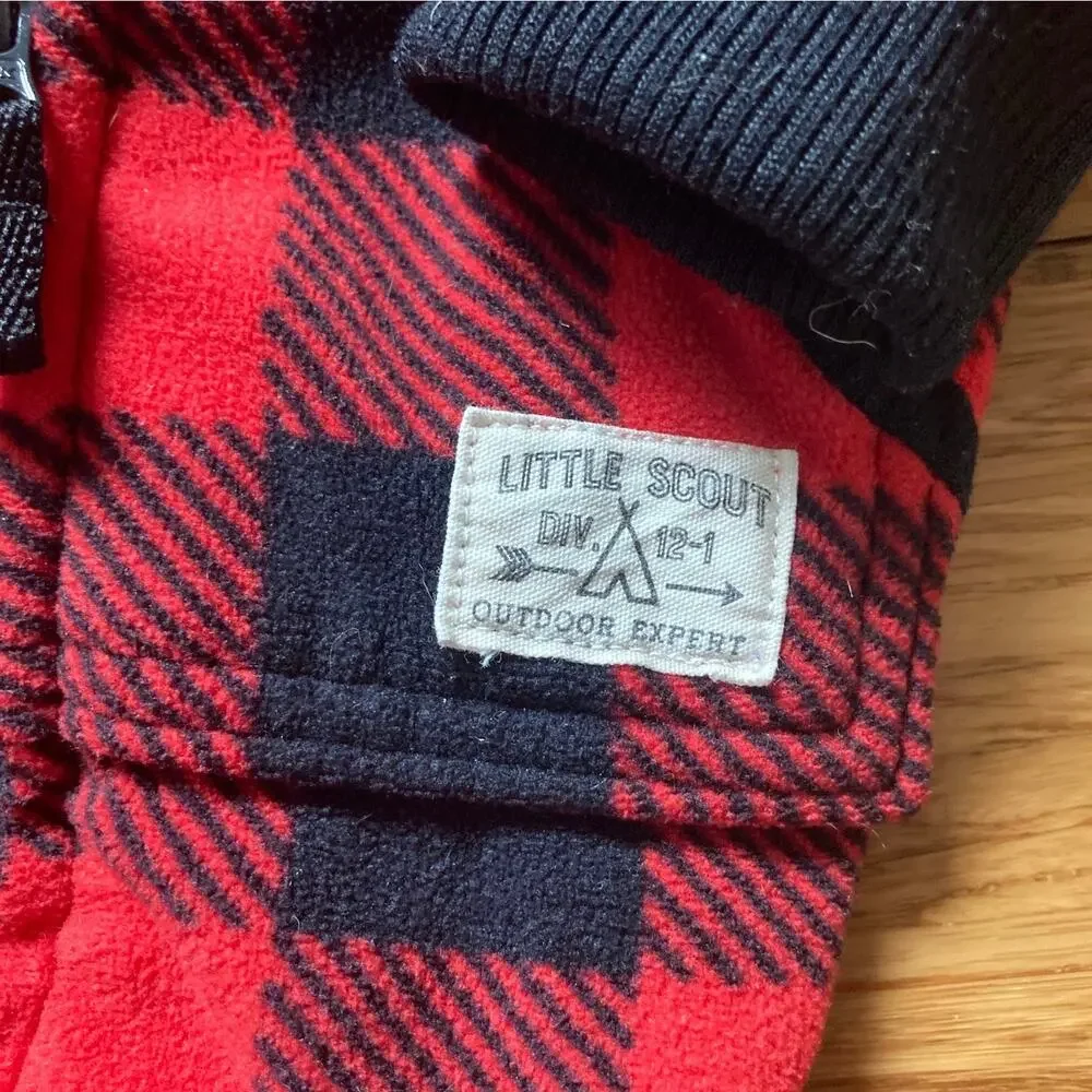 Carter’s Red & Black Plaid “Little Scout” Fleece One Piece, Size 6M
